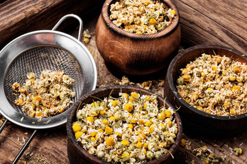 Dried chamomile flowers