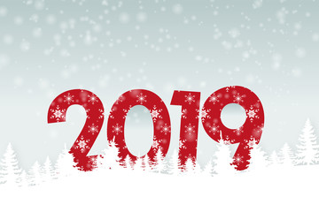 2019 - Winterwald - rot mit Schnee