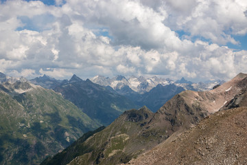 Closeup view mountains scenes in national park Dombai, Caucasus, Russia, Europe