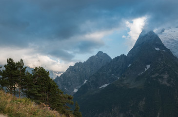 Closeup mountains and forest scenes in national park Caucasus, Russia