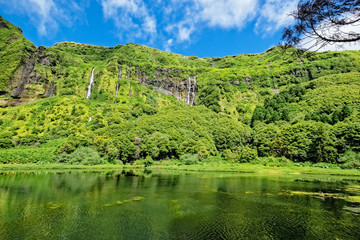 Naklejka na ściany i meble Waterfalls in Azores Islands