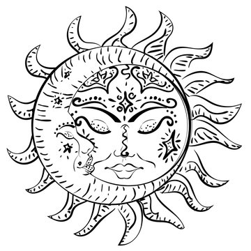 Tattoo sleeping sun and moon