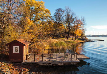 Fototapeta na wymiar Autumn in the Lidingo Island,Stockholm