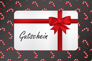 Gutschein - Karte mit Schleife - Zuckerstangen