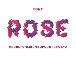 Rose font. Vector alphabet 