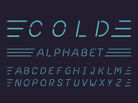 Cold font. Vector alphabet 