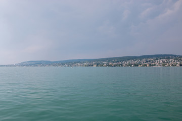 View on lake Zurich and mountains scenes, Zurich, Switzerland, Europe.
