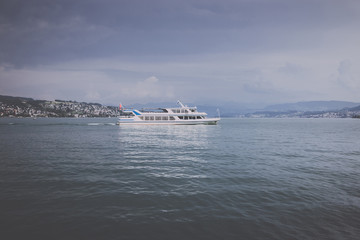 View on lake Zurich and mountains scenes, Zurich, Switzerland, Europe.
