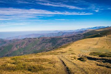 Beautiful mountain view from the path from Beklemeto to Kozya Stena, Troyan Balkan, Bulgaria