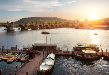 Fototapeta premium Dusk over Charles Bridge