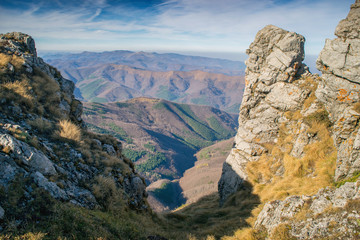 Beautiful mountain view from the path from Beklemeto to Kozya Stena, Troyan Balkan, Bulgaria