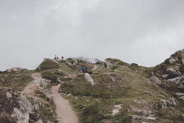Mountains scenes, walk through the great Aletsch Glacier