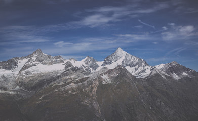 View closeup mountains scenes in national park Zermatt, Switzerland, Europe