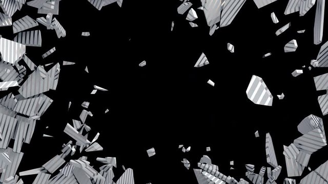 Abstract 3d rendering of cracked surface. Modern animated cgi background design. Wall destruction, slow motion 4k video with alpha matte