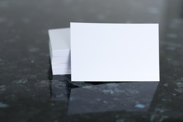 blank business card on a marble surface