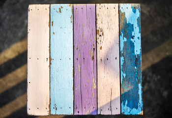 Colorfull wooden texture and floor concrete background