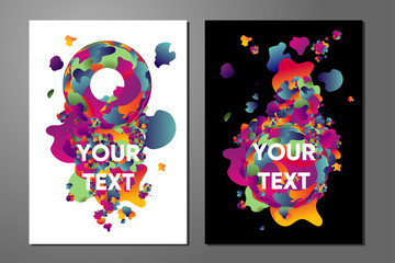 Experimental art poster templates with trendy background. Abstract vector gradient. Liquid futuristic shapes.