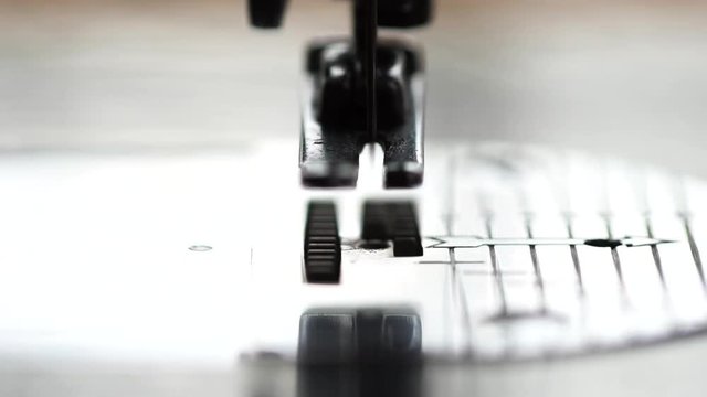 sewing machine in operation