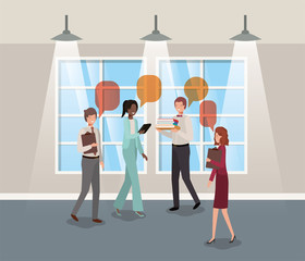 Obraz premium business people talking in corridor office