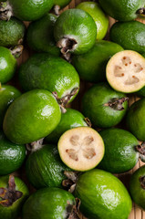 Fresh green slice of feijoa