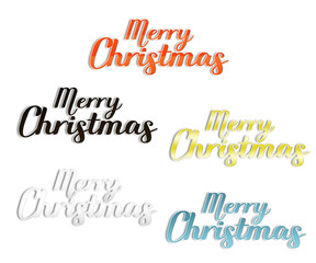 merry christmas five set of colors lettering at holiday design, illustration