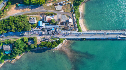 Fototapeta na wymiar Oil pipeline in the sea.Aerial view and top view.