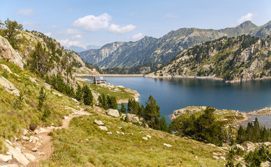 Trail Along Lake Colomers in Aiguestortes National Park, Catalan Pyrenees