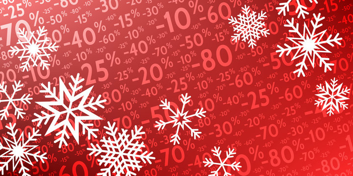 Fond de Pourcentages Hiver Rouge -10% &agrave; -80% v2