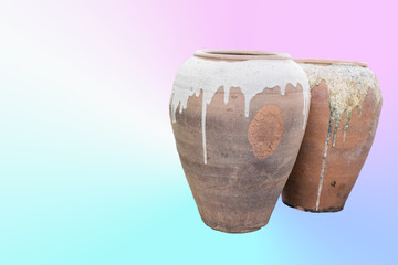 Ancient jar On a beautiful white background, suitable for design work.