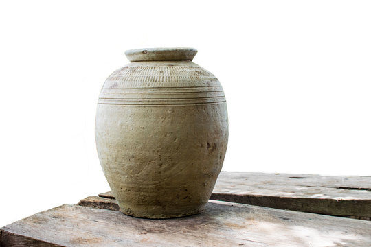 Ancient jar On a beautiful white background, suitable for design work.