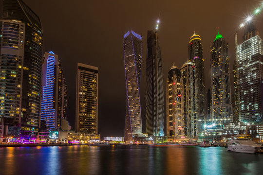 Dubai Marina at night, UAE
