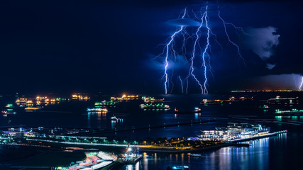 Lightning at Singapore bay