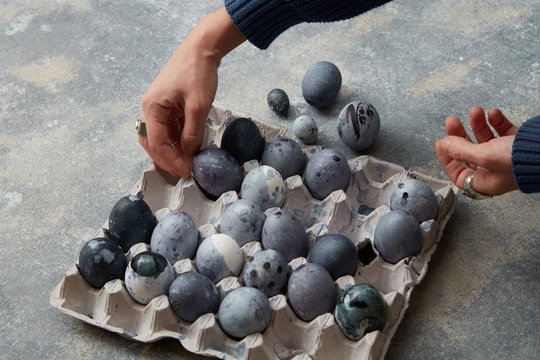 Easter eggs presented in a paper box