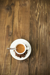 coffee espresso isolated on wooden table