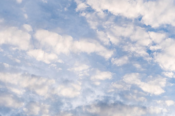 Beautiful cloudy sky in sunset with God light message. Space for text.