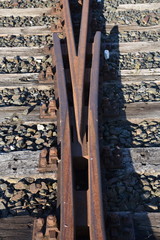 Gleis, Schiene, Schwelle, Normalspur, Holzschwelle, Mutter, Bahnsteig, Weiche, Endstation,...