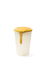 Hot coffee latte isolated on white background