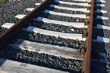 Gleis, Schiene, Schwelle, Normalspur, Holzschwelle, Mutter, Bahnsteig, Weiche, Endstation,...