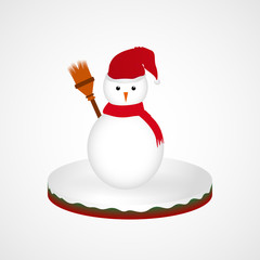 Cute snowman character in red scarf, vector, illustration, eps file