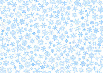 Christmas background with white snowflakes in blue outline.