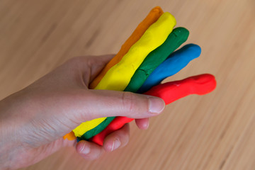 Playing with play dough for children’s activities in preschool or nursery.creative ideas for child development.back to school and happy teachers day concept.