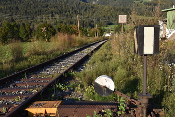 Gleis, Schiene, Schwelle, Normalspur, Holzschwelle, Mutter, Bahnsteig, Weiche, Endstation,...