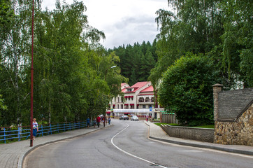 On the streets of the resort of Belokurikha. Altai Krai, Altai mountains.