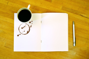 Office desk with coffee