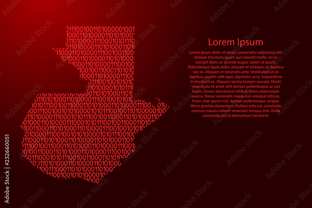 Fototapete guatemala map abstract schematic from red ones and zeros binary digital code for banner, poster, gre