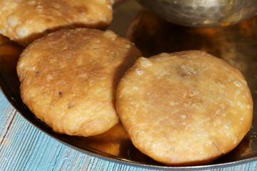 Khasta kachauri on a plate.