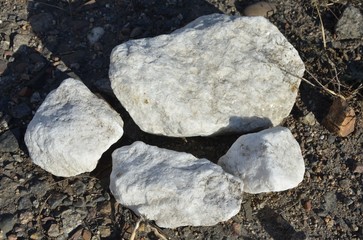 White stones on the ground