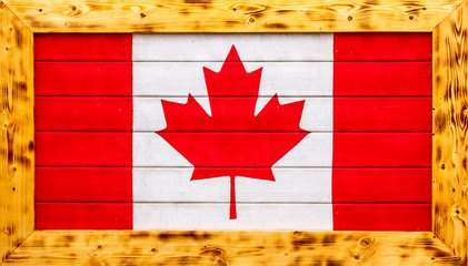 Wooden Canadien Flag