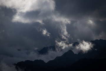 Dramatic clouds on mountain