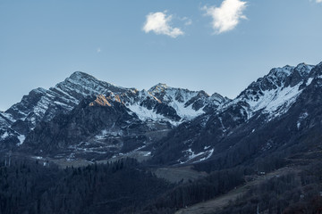 Fototapeta na wymiar Mountains in winter. Rasa Khutor.